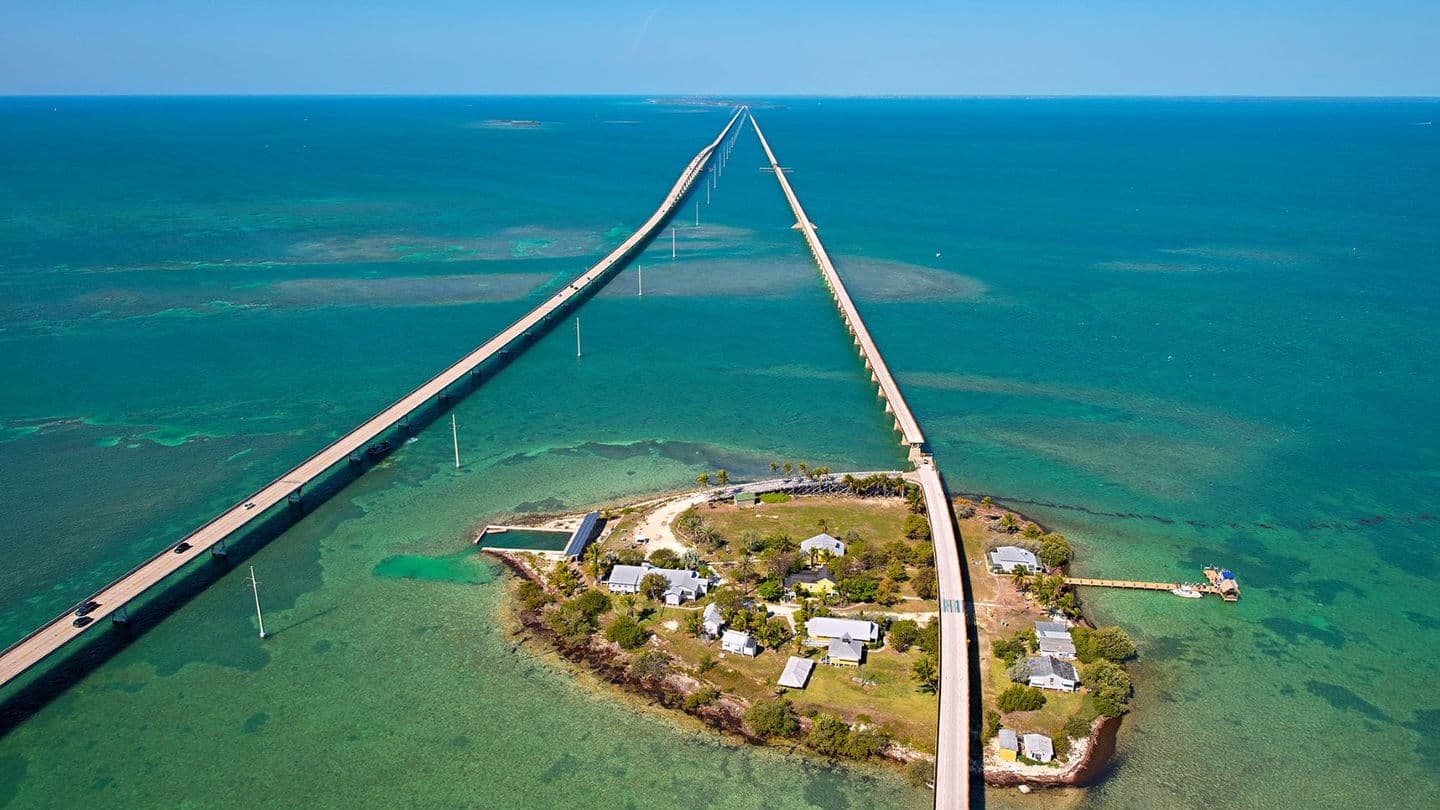 Florida Keys — the famous Seven Mile Bridge over turquoise water.